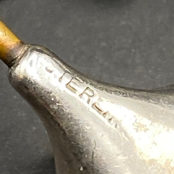 Vtg 925 Sterling Silver Gold Plate Calla Lily Flower Dangle Handmade Earrings - Picture 6 of 8